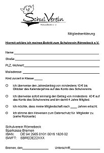 Mitgliedserklärung Schulverein